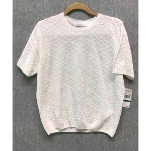 Alfred Dunner Women’s L Lightweight White Short Sleeve Sweater Pullover Top New